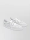 Stuart Weitzman Round Toe Leather Sneakers With Perforated Upper