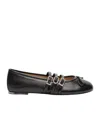 Stuart Weitzman Round-toe Mary Jane Ballet Flats In Black