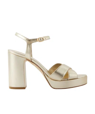 Stuart Weitzman Round-headed High-heeled Sandals In Gold