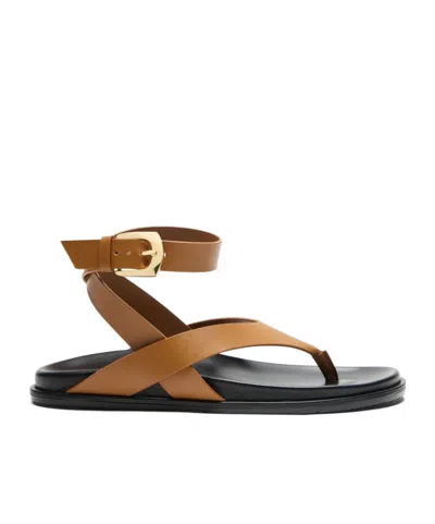 Stuart Weitzman Round-toe Flat Sandals In Brown