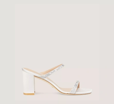 Stuart Weitzman Royale Pearl 75 Block Slide In White