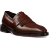 Stuart Weitzman Men's Royce Kiltie Brushed Leather Penny Loafers In Brown