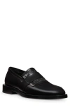 Stuart Weitzman Royce Runaway Kiltie Loafer In Black/ Black Multi