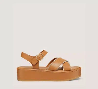 Stuart Weitzman Roza Pearl Flatform Sandal The Sw Outlet In Almond