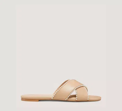 Stuart Weitzman Roza Pearl Slide The Sw Outlet In Golden Beige