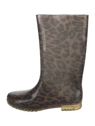Pre-owned Stuart Weitzman Rubber Animal Print Rain Boots In Multi