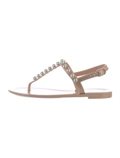Pre-owned Stuart Weitzman Rubber Beaded Accents T-strap Sandals In Pink