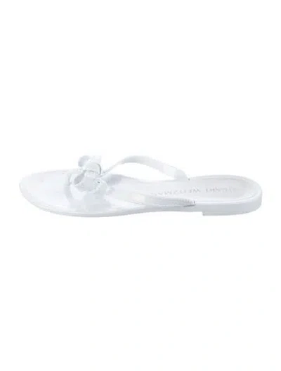 Pre-owned Stuart Weitzman Rubber Bow Accents Flip Flops In White