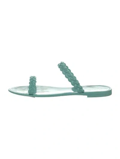 Pre-owned Stuart Weitzman Rubber Braided Accents Flats In Green