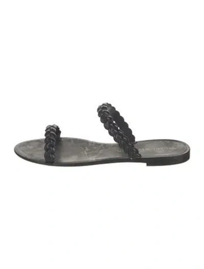 Pre-owned Stuart Weitzman Rubber Braided Accents Slides In Black