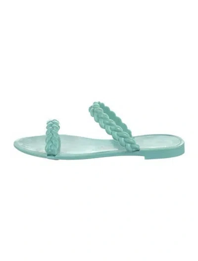 Pre-owned Stuart Weitzman Rubber Braided Accents Slides In Blue