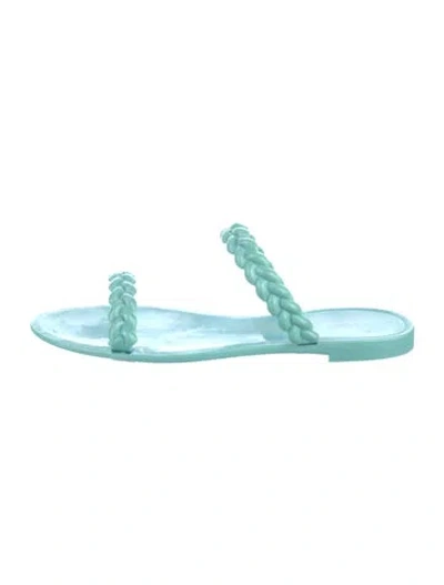 Pre-owned Stuart Weitzman Rubber Braided Accents Slides In Blue