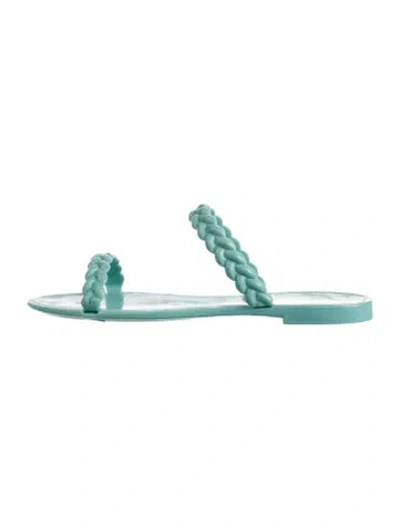 Pre-owned Stuart Weitzman Rubber Braided Accents Slides In Blue