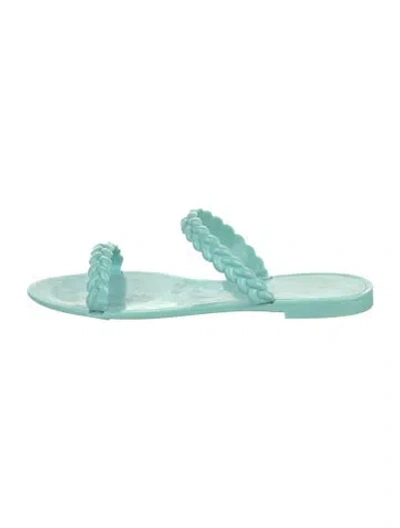 Pre-owned Stuart Weitzman Rubber Braided Accents Slides In Blue