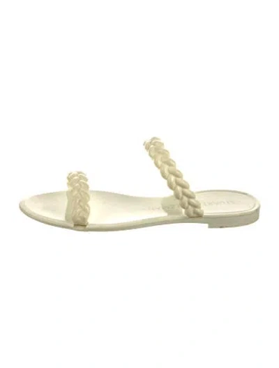 Pre-owned Stuart Weitzman Rubber Braided Accents Slides In Neutral