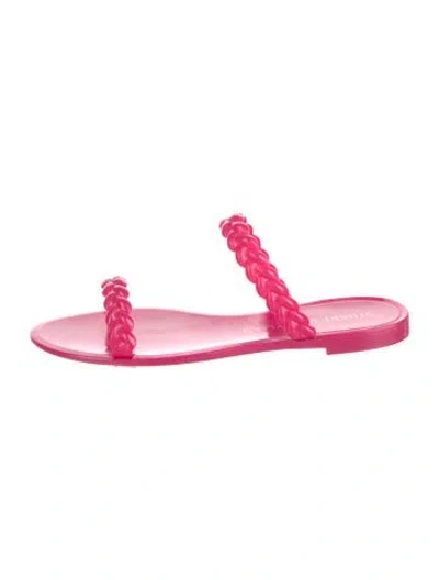 Pre-owned Stuart Weitzman Rubber Braided Accents Slides In Pink