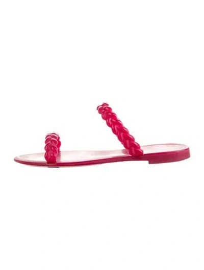 Pre-owned Stuart Weitzman Rubber Braided Accents Slides In Pink