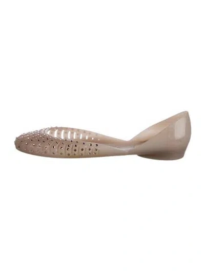 Pre-owned Stuart Weitzman Rubber Crystal Embellishments D'orsay Flats In Pink