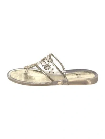 Pre-owned Stuart Weitzman Rubber Crystal Embellishments Flip Flops In Clear