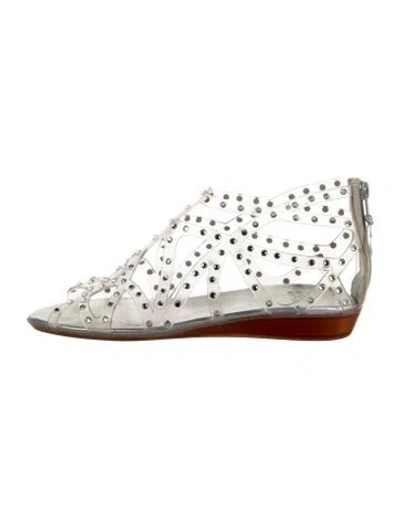 Pre-owned Stuart Weitzman Rubber Crystal Embellishments Gladiator Sandals In Transparent
