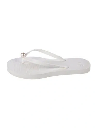 Pre-owned Stuart Weitzman Rubber Flip Flops In White