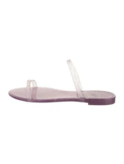 Pre-owned Stuart Weitzman Rubber Glitter Accents Slides In Purple