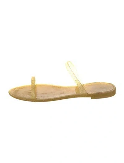 Pre-owned Stuart Weitzman Rubber Glitter Accents Slides In Yellow