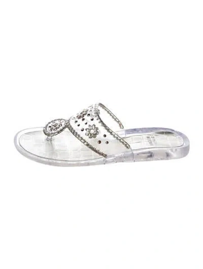 Pre-owned Stuart Weitzman Rubber Graphic Print Flip Flops In Clear/gold