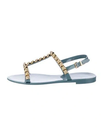 Pre-owned Stuart Weitzman Rubber Studded Accents Flats In Blue