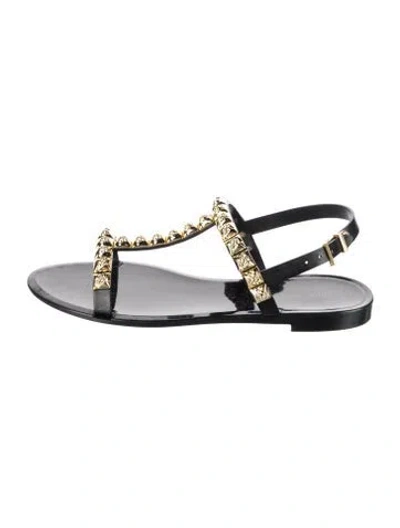 Pre-owned Stuart Weitzman Rubber Studded Accents T-strap Sandals In Multi