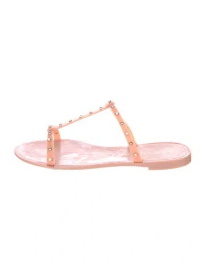 Pre-owned Stuart Weitzman Rubber Studded Accents T-strap Sandals In Pink