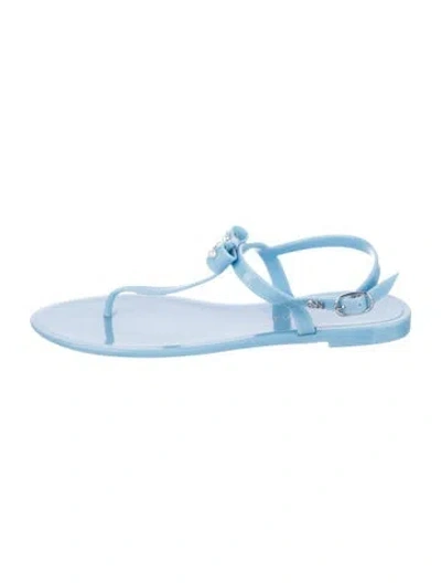 Pre-owned Stuart Weitzman Rubber T-strap Sandals In Blue