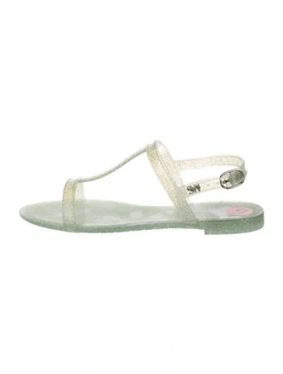 Pre-owned Stuart Weitzman Rubber T-strap Sandals In Green