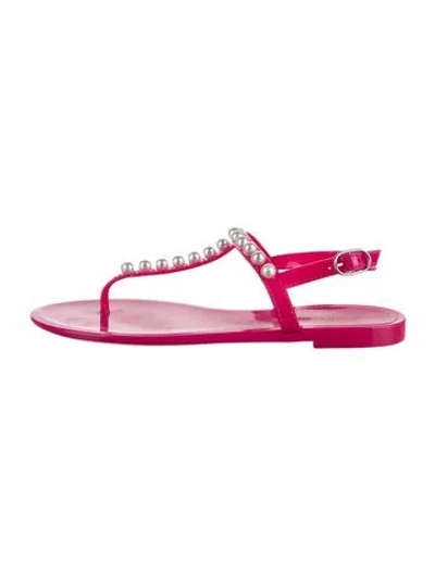 Pre-owned Stuart Weitzman Rubber T-strap Sandals In Pink