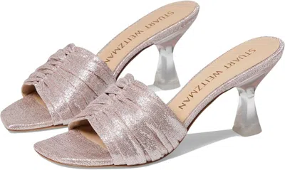 Stuart Weitzman Ruche 75 Sandals Women's 8.5 Poudre Square Toe Spool Heel Khd859 In Pink