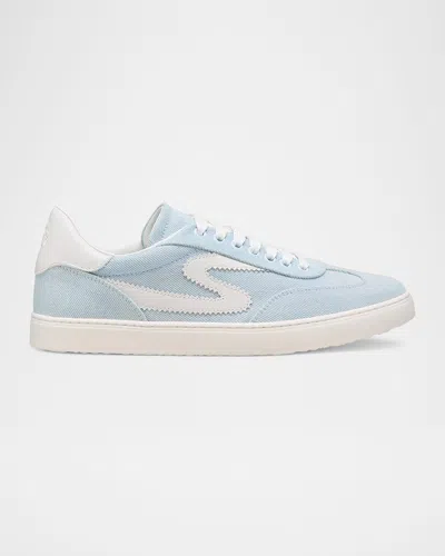 STUART WEITZMAN RUNAROUND DENIM LEATHER LOW-TOP SNEAKERS