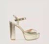 Stuart Weitzman Ryder 95 Platform Sandal High Heel Sandals In Platino Gold