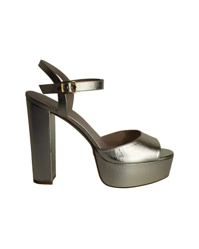 Stuart Weitzman Ryder 95 Platform Sandals In Gold Leather In Animal Print