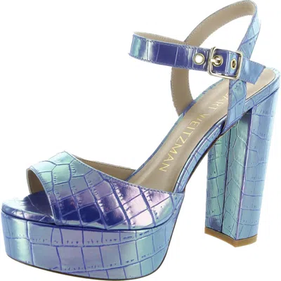 Stuart Weitzman Ryder 95 Womens Iridescent Faux Leather Platform Sandals In Multi