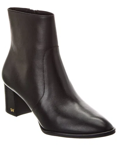 Stuart Weitzman Ryland 60 Zip Leather Bootie In Black