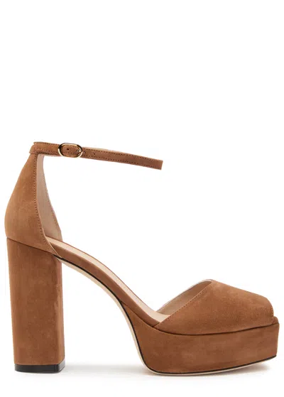 Stuart Weitzman Sabrina 110 Suede Platform Sandals In Brown