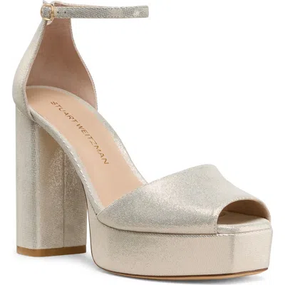 Stuart Weitzman Sabrina Platform Ankle Strap Sandal In Linen