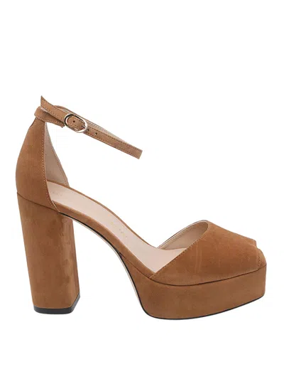 Stuart Weitzman 110mm Sabrina Suede Platform Sandals In Brown