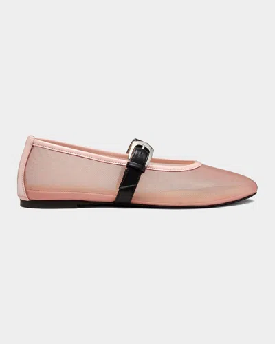 Stuart Weitzman Sai Bareitall Mesh Ballerina Flats In Pink
