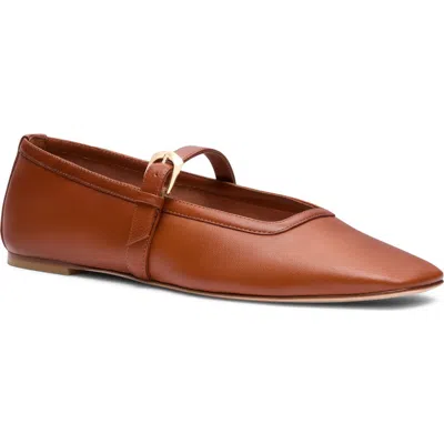 Stuart Weitzman Sai Leather Mary Jane Ballerina Flats In Brown