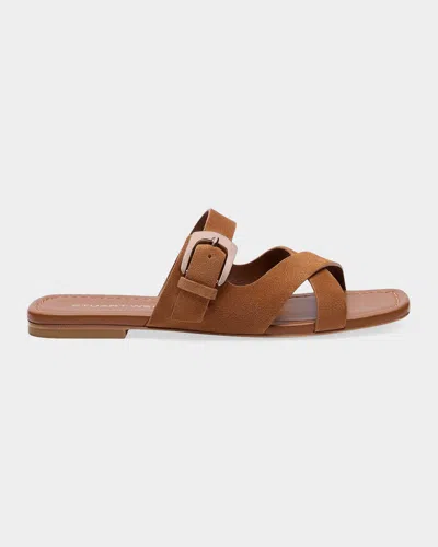 Stuart Weitzman Sai Suede Slide Sandals In Brown