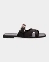 Stuart Weitzman Sai Suede Slide Sandals In Black