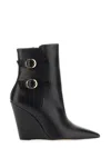 Stuart Weitzman Pointed-toe 100mm Wedge Boots In Black