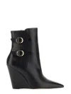 Stuart Weitzman Pointed-toe 100mm Wedge Boots In Black