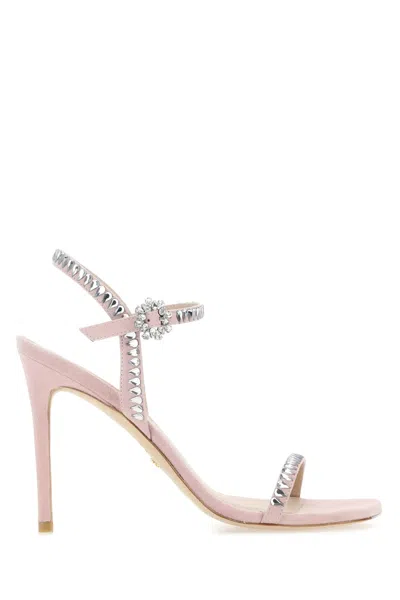 STUART WEITZMAN PINK SUEDE GEMCUT 100 SANDALS